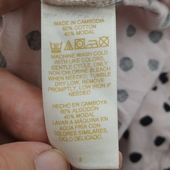KATE SPADE Sz S Dream A Little Dream Polka Dot Pink Night T Pocket Casual Lounge - Picture 12 of 13